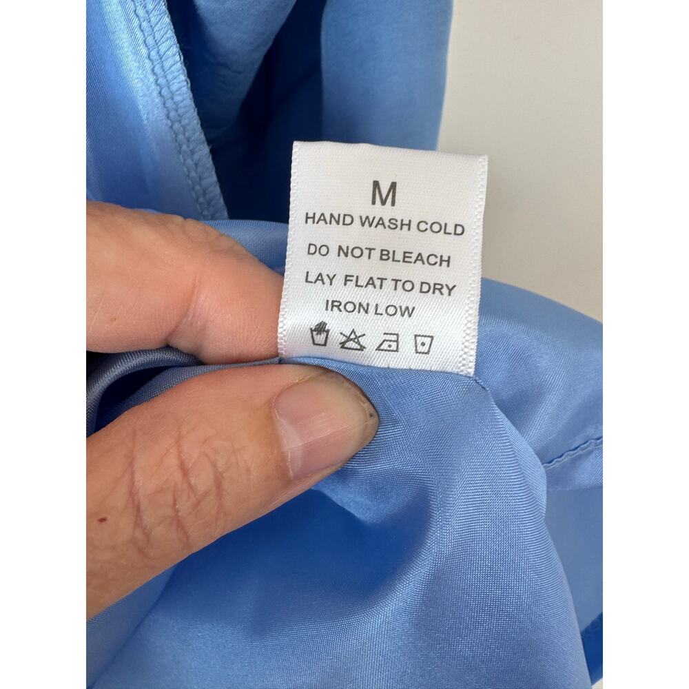 Tulip B Blue Pleated Midi Skirt Belt Pockets Lined Size Medium NEW - Picture 8 of 9